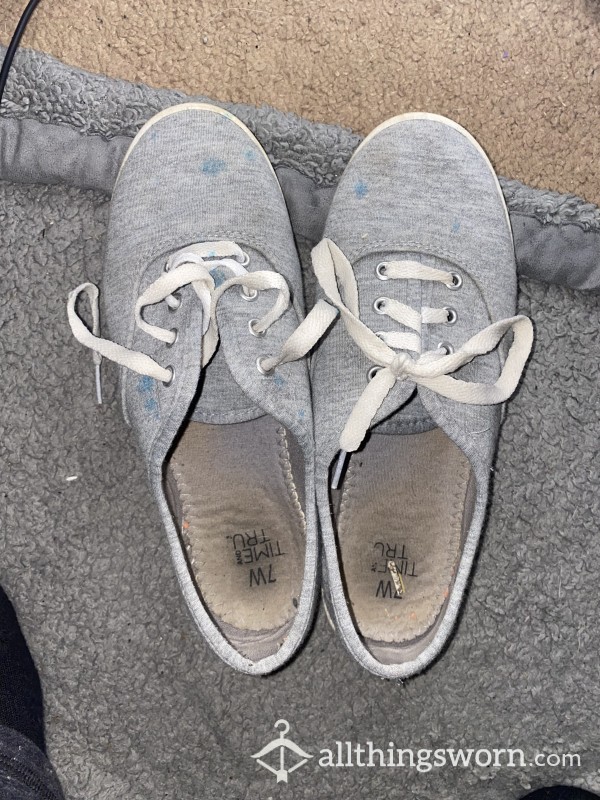 Grey Well-worn Flat Shoes