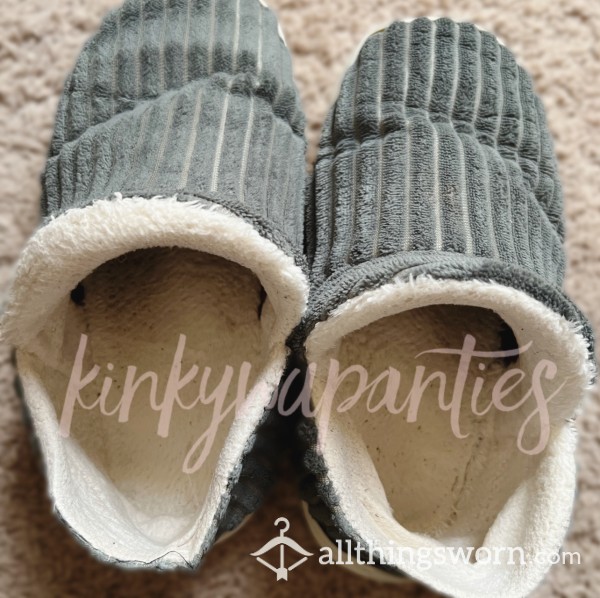 Grey & White Smelly Slippers - Includes U.S. Shipping