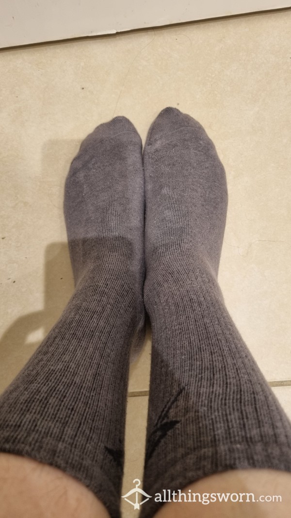 Grey Worn Gym Socks