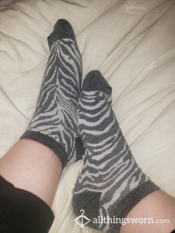 Grey Zebra Striped Socks