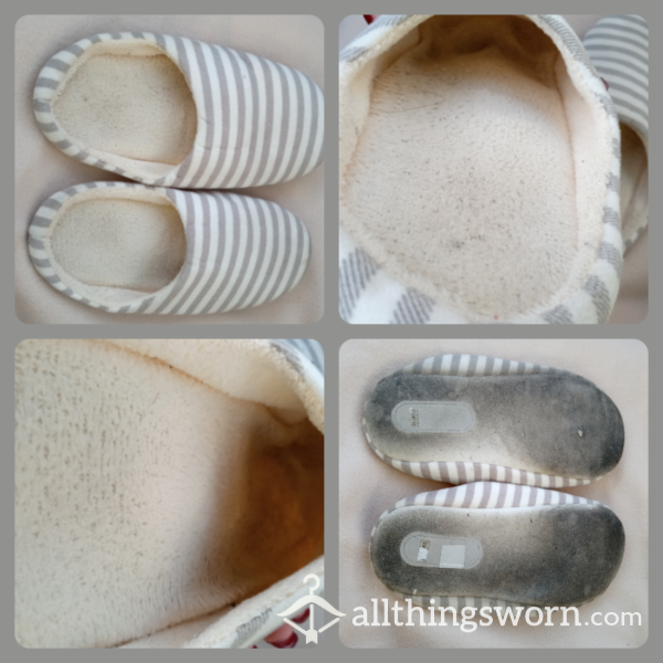 Grey/White Slippers