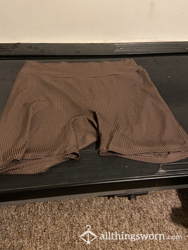 Gym Shorts. In Cream And Brown Colour
