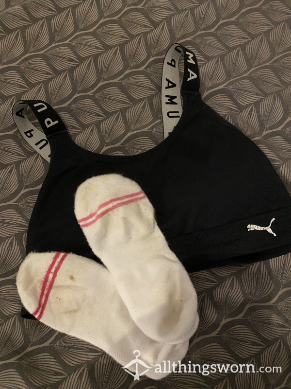 Gym Socks And Sports Bra Sweaty Soiled And Used
