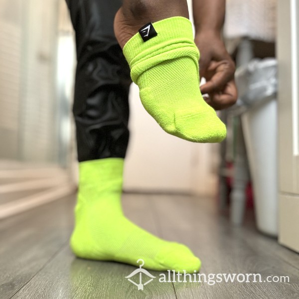 WORN Gymshark Neon Workout Socks ( Green )