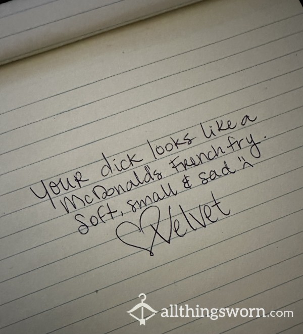 Handwritten Dick Love From Goddess Velvet