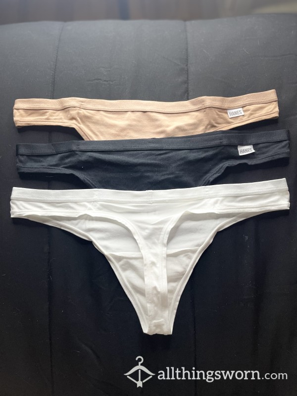 HANES- Cotton Thongs -your Choice Of Black, Tan Or White