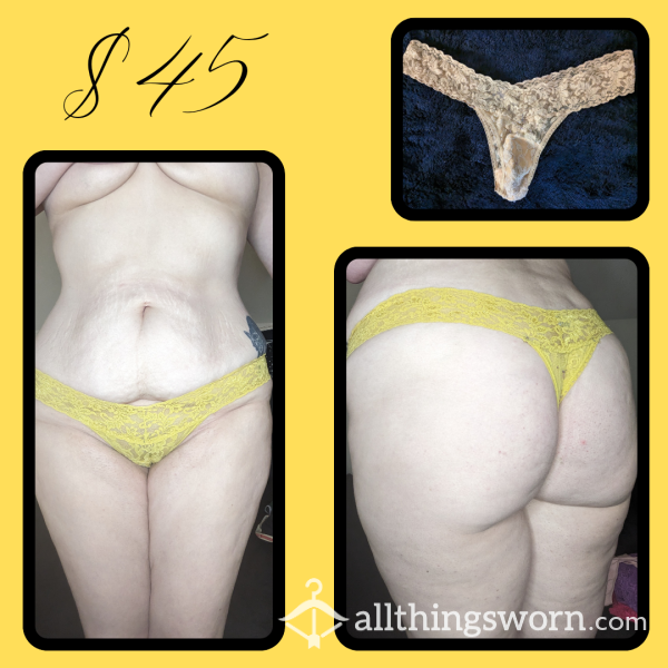 Hanky Panky Yellow Lace Thong (Free Shipping In USA)