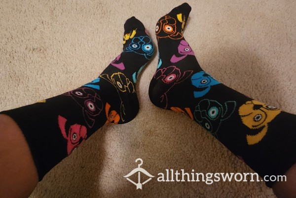 Happy Socks Brand! Cotton Colorful Trippy Dogs! Shipping Included!