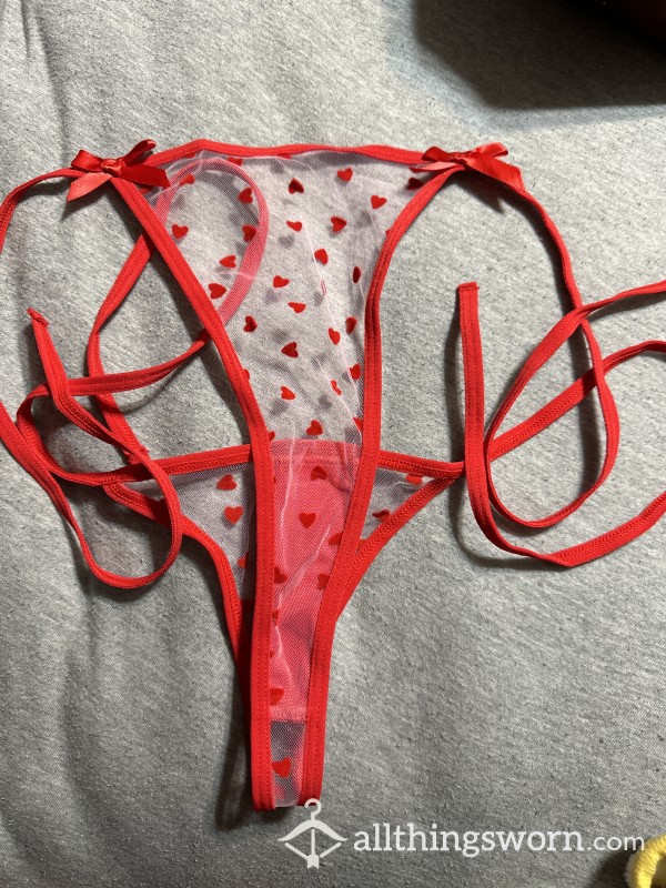 Heart Panty Thongs With Strings