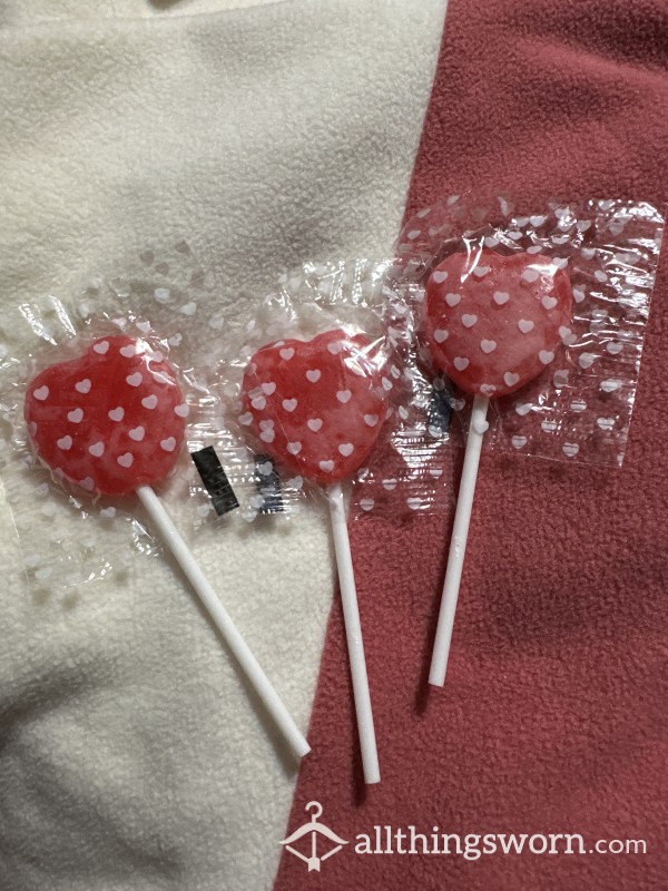 Heart Shaped Strawberry Fetish Lollipops