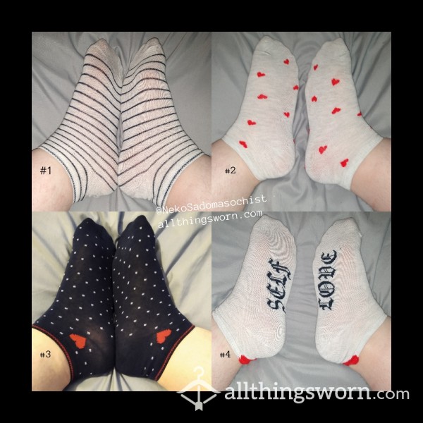 Heart Themed Primark Trainer Socks One Size (UK 4-8) ❤️ 48 Hour Wear Included ❤️ More Days And Extra Sweat Available