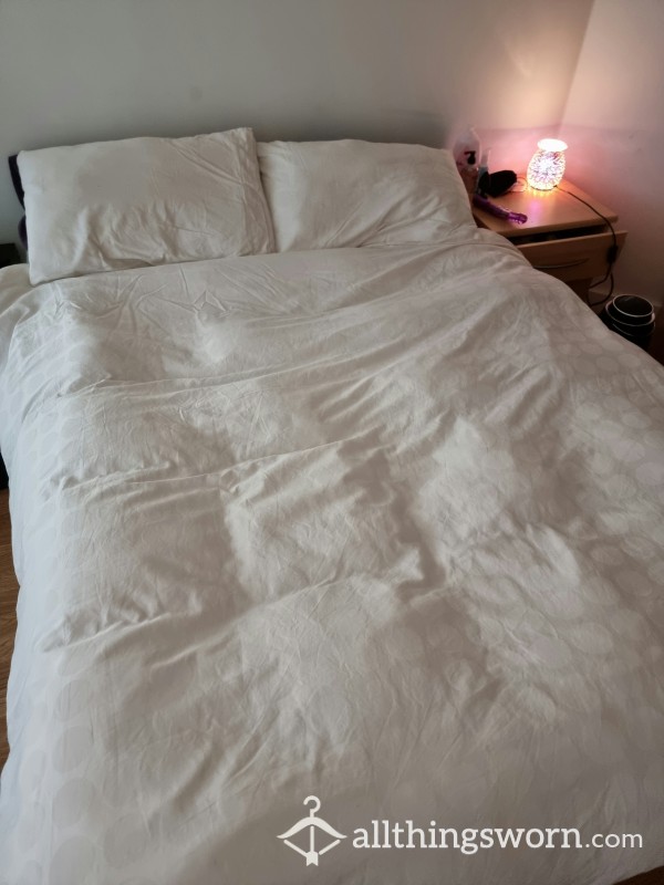 Heavily Used Bed Linen | Double Duvet Cover And Pillows | Creamed In And Humped Pillow Cases | 2 Weeks | Free P&P UK