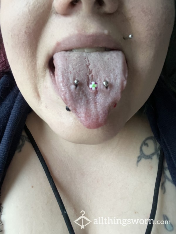 Heavily Used Tongue Piercing Jewelry