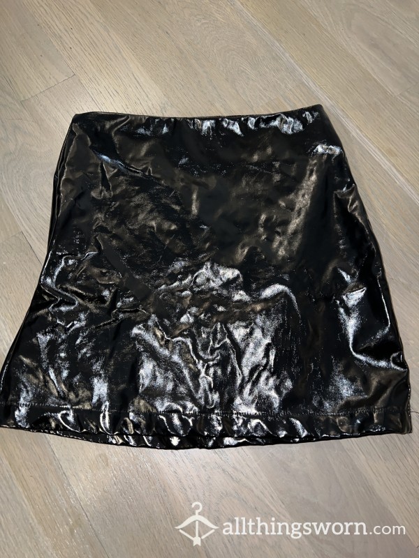 Heavily Worn Black Leather Skirt