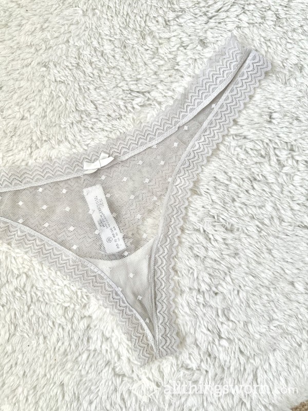 Heavily Worn White Lace Thongs
