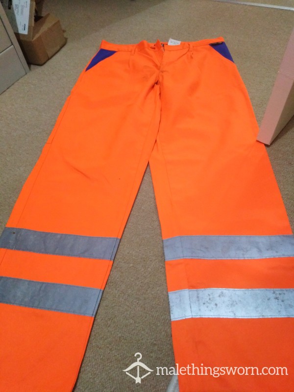 Hi Viz Trousers Ripped At The Arse For Easy Access