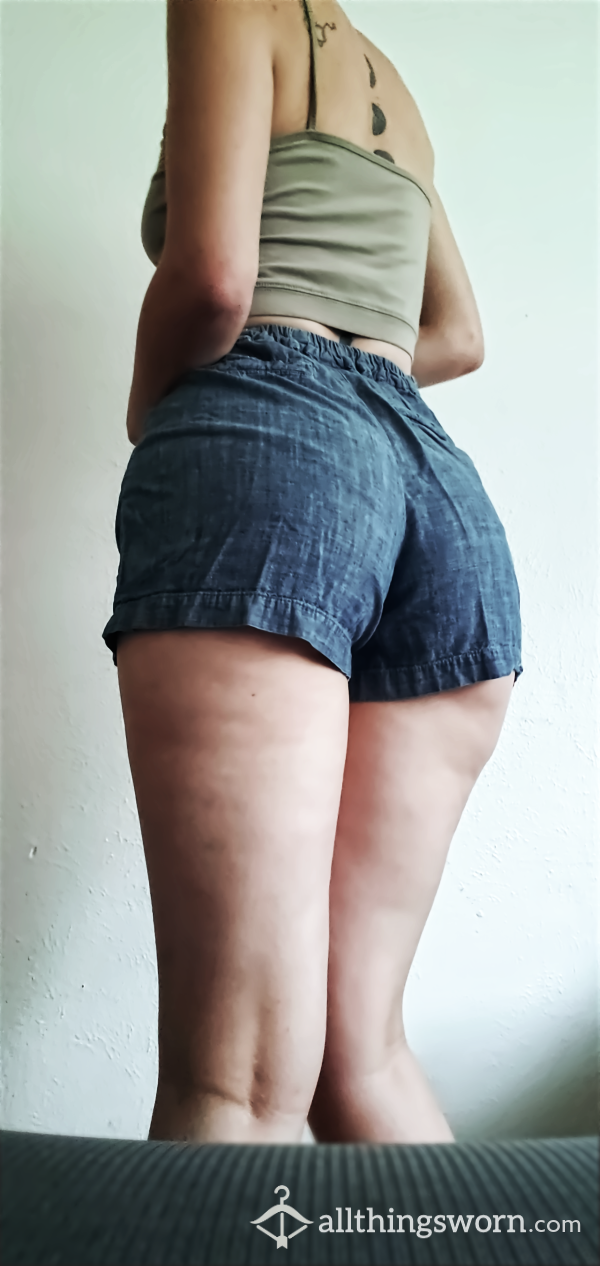 Hideous And Comfortable Fake Jean Shorts Stretchy Loose No Panties Well Worn