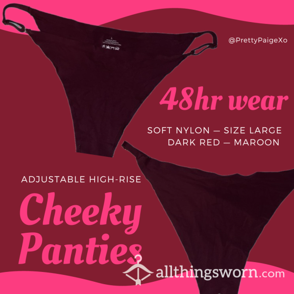 High Rise Adjustable Cheeky Panties 🥵❤️ Dark Red/maroon/burgundy - 48hr Wear 💦