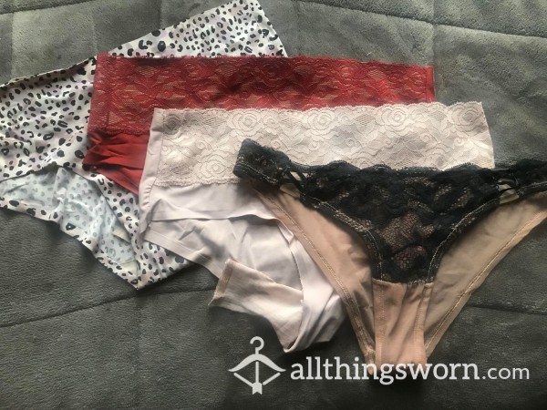 💥Hipster & Bikini Panties: Undone Gusset From Being Well-worn From Italian PAWG - Size M