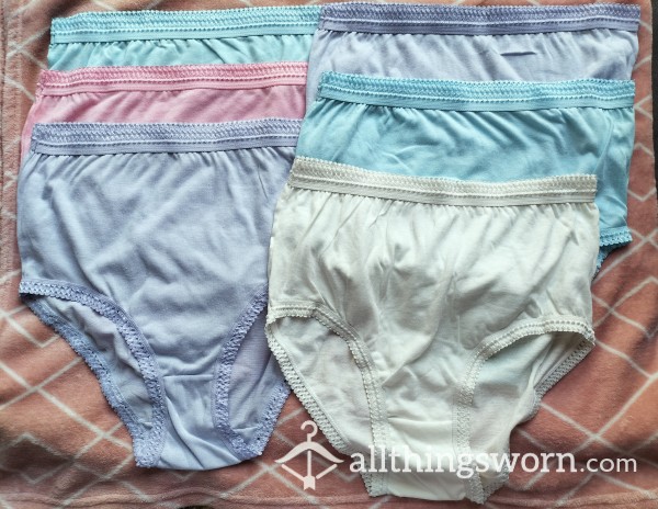 FEBRUARY OFFER 48 HOURS WEAR FOR £18  INC Cotton Full Back Granny Panties Pastel Colours
