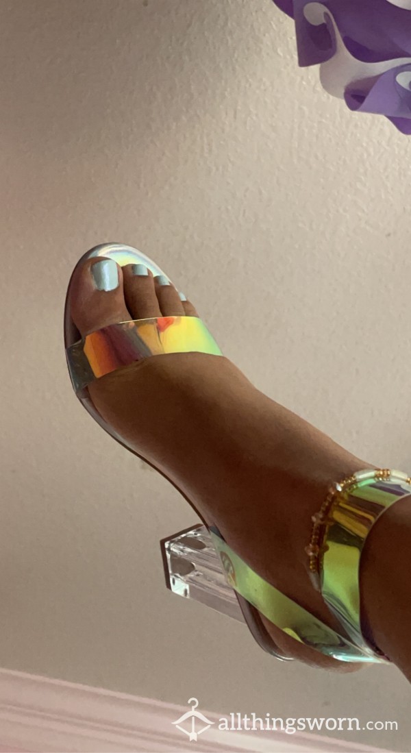 Holographic Clear Chunky Heel