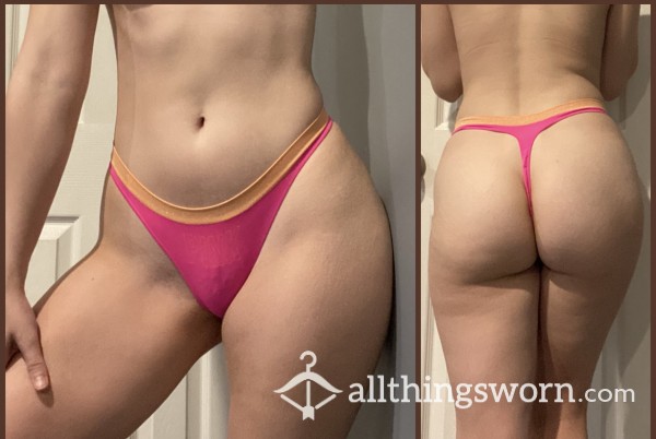 Hot Pink And Orange Athletic Thong From PINK