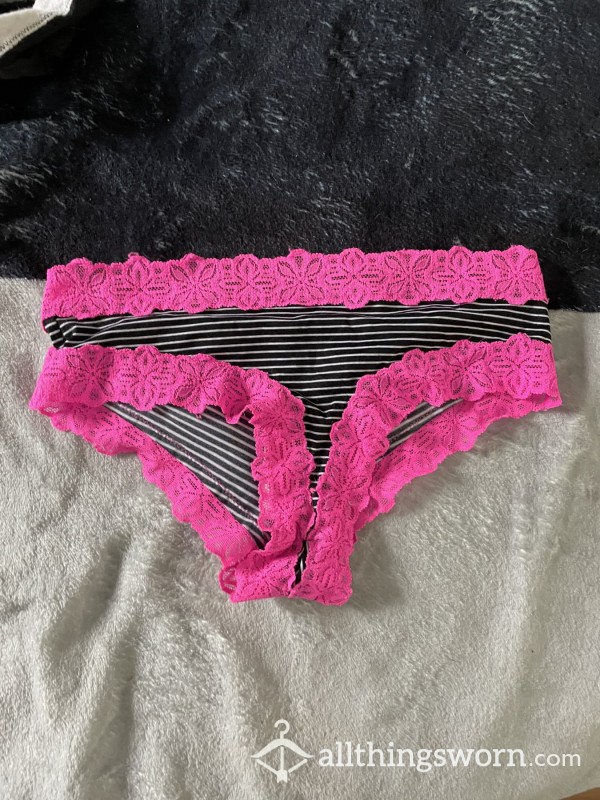 Hot Pink And Striped Lacy Cheekys