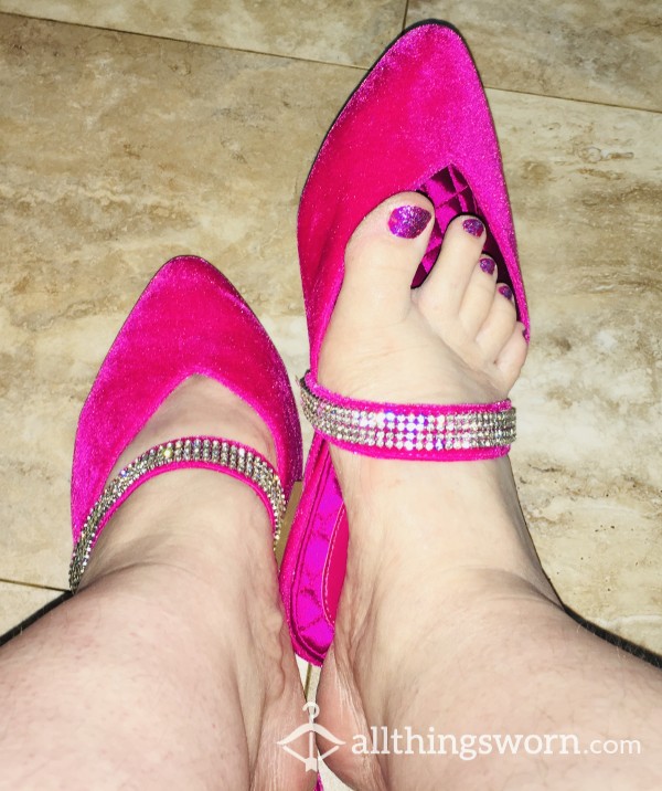 Hot Pink Flats With Diamond Strap Size 9
