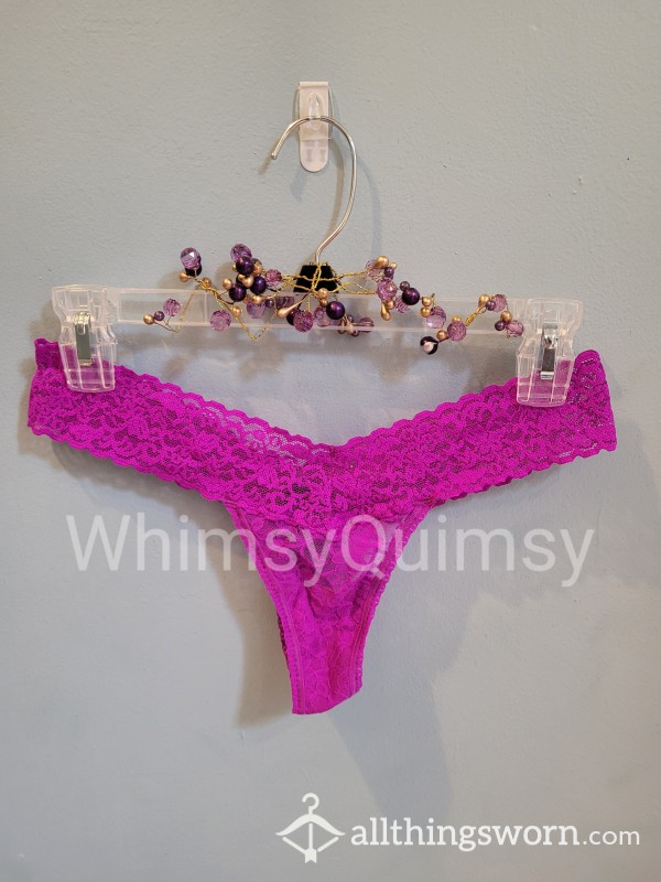 Hot Pink Lace Stretchy Thong
