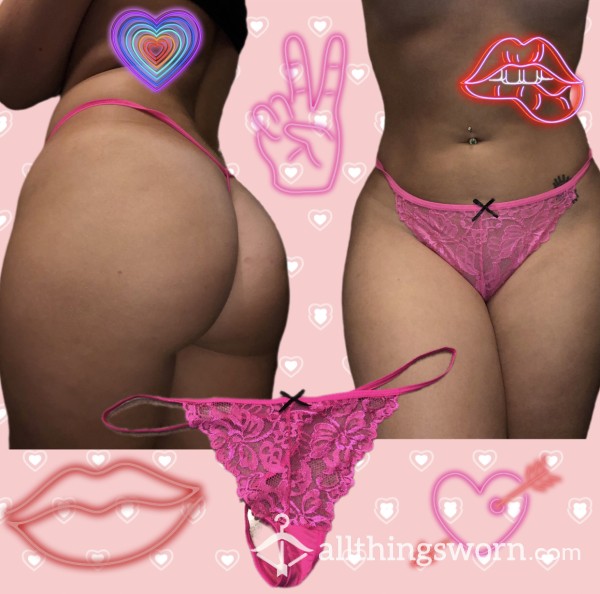 Hot Pink Lacey Gstring With A Bow
