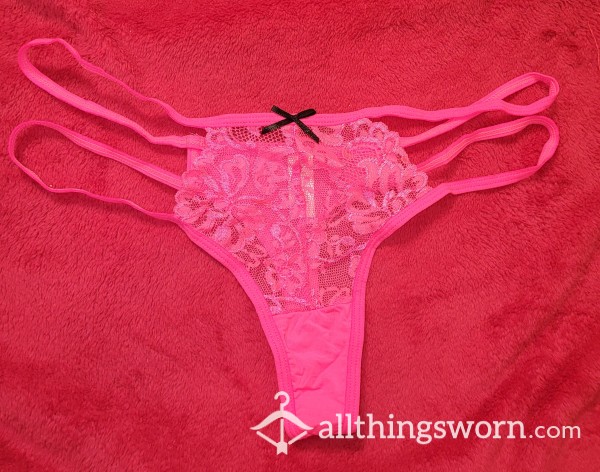 Hot Pink Lacey Thong