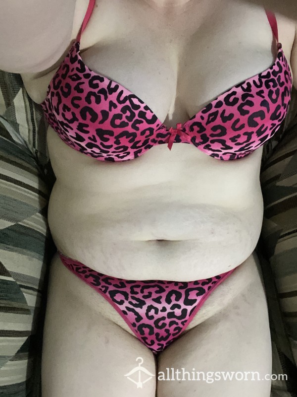 Hot Pink Leopard Print Bra And Panty Set
