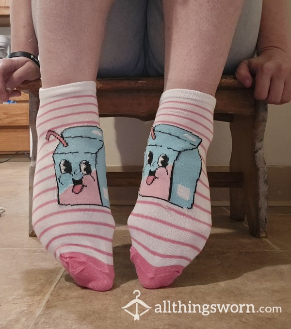 Hot Pink Milk Carton Socks
