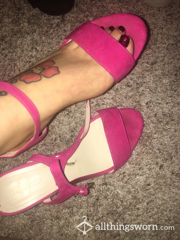 Hot Pink Open Toe Heels