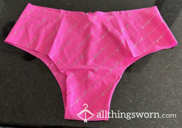 Hot Pink Seamless Cheeky Microfiber W/Silver Pink Detail - VS Pink - Sz Small