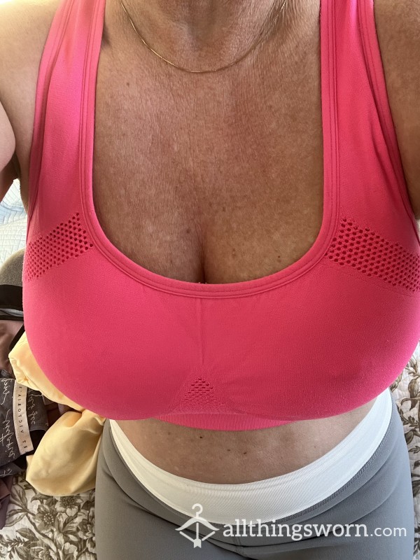 Hot Pink Sports Bra Back And Stretchy