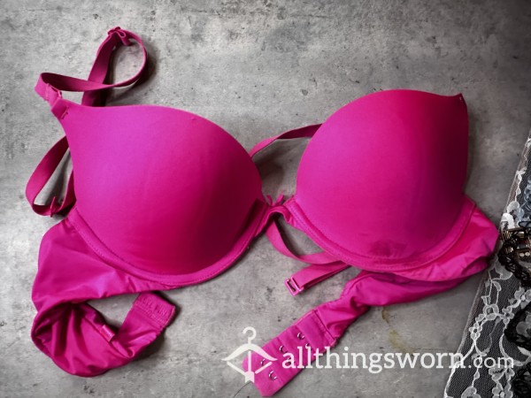 34-A Hot Pink Stained Bra
