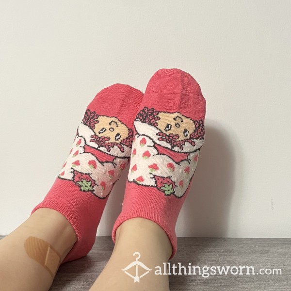 Hot Pink Strawberry Shortcake Ankle Girly Socks