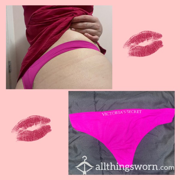 HOT PINK VICTORIA’S SECRET COTTON NO SHOW THONG - WORN FOR 24 HOURS 💦