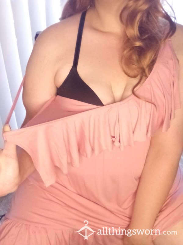 Pink Summer Dress, Bra And Panty Tease