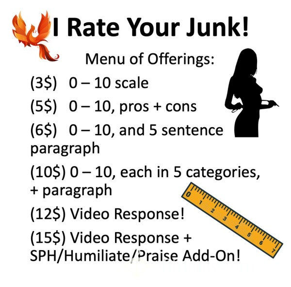 I Rate Your Junk!  Xx  Menu Of Offerings  Xx  ;)