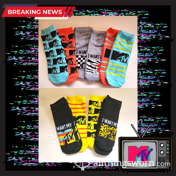 I Want My MTV -- Multicolor Ankle Socks -- 10 Pairs (1 Week Wear)