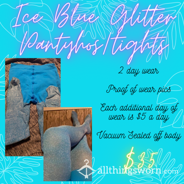 Ice Blue Glitter Pantyhose/tights