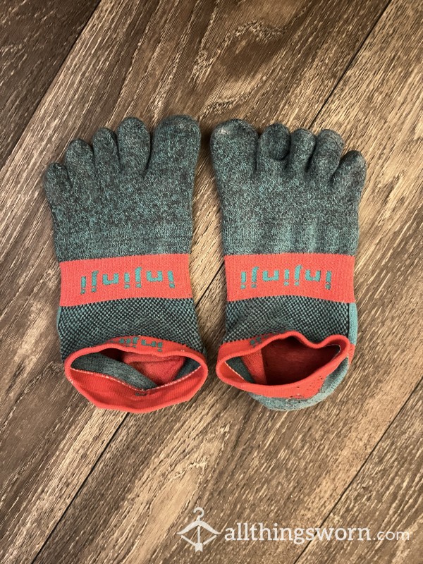 Injinji Womens Runner Toe Socks - Red And Blue