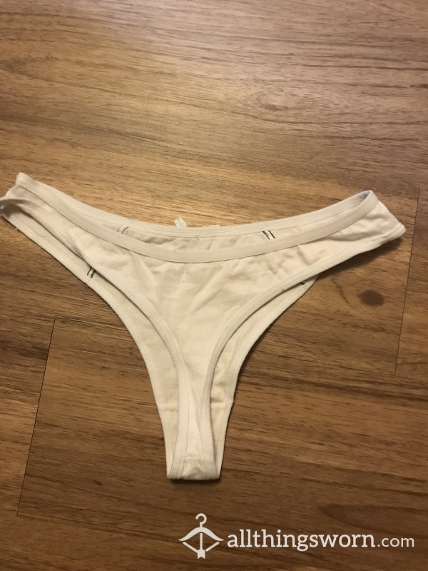 Innocent White Cotton Thong