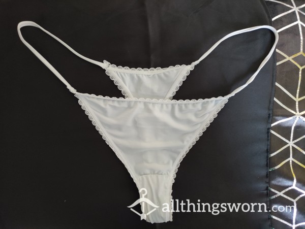 Ready To Ship! 3 Day Worn White Thong Vacuum Sealed, Ready To Go! photo