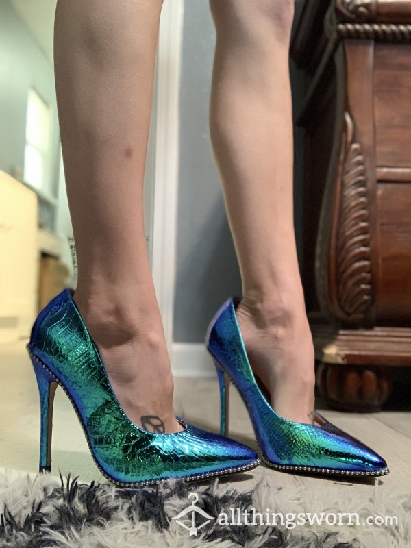 Iridescent Turquoise Heels