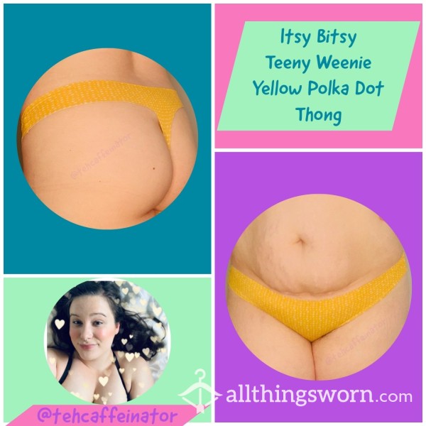 Itsy Bitsy Yellow Polka Dot Thong - XL