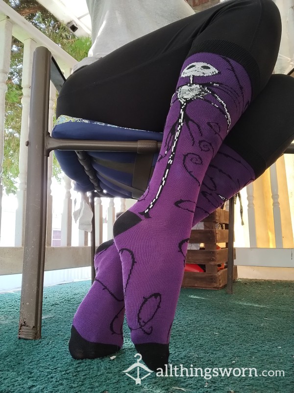 Jack Skellington Purple Knee High Socks