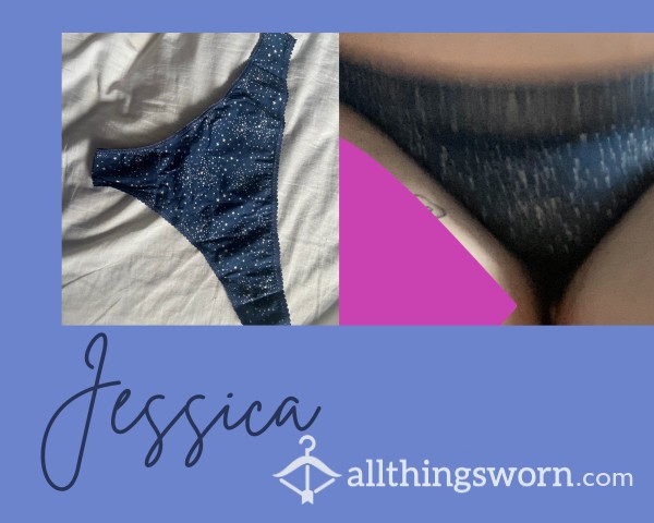“Jessica” Dark Blue Cotton Starry Thong